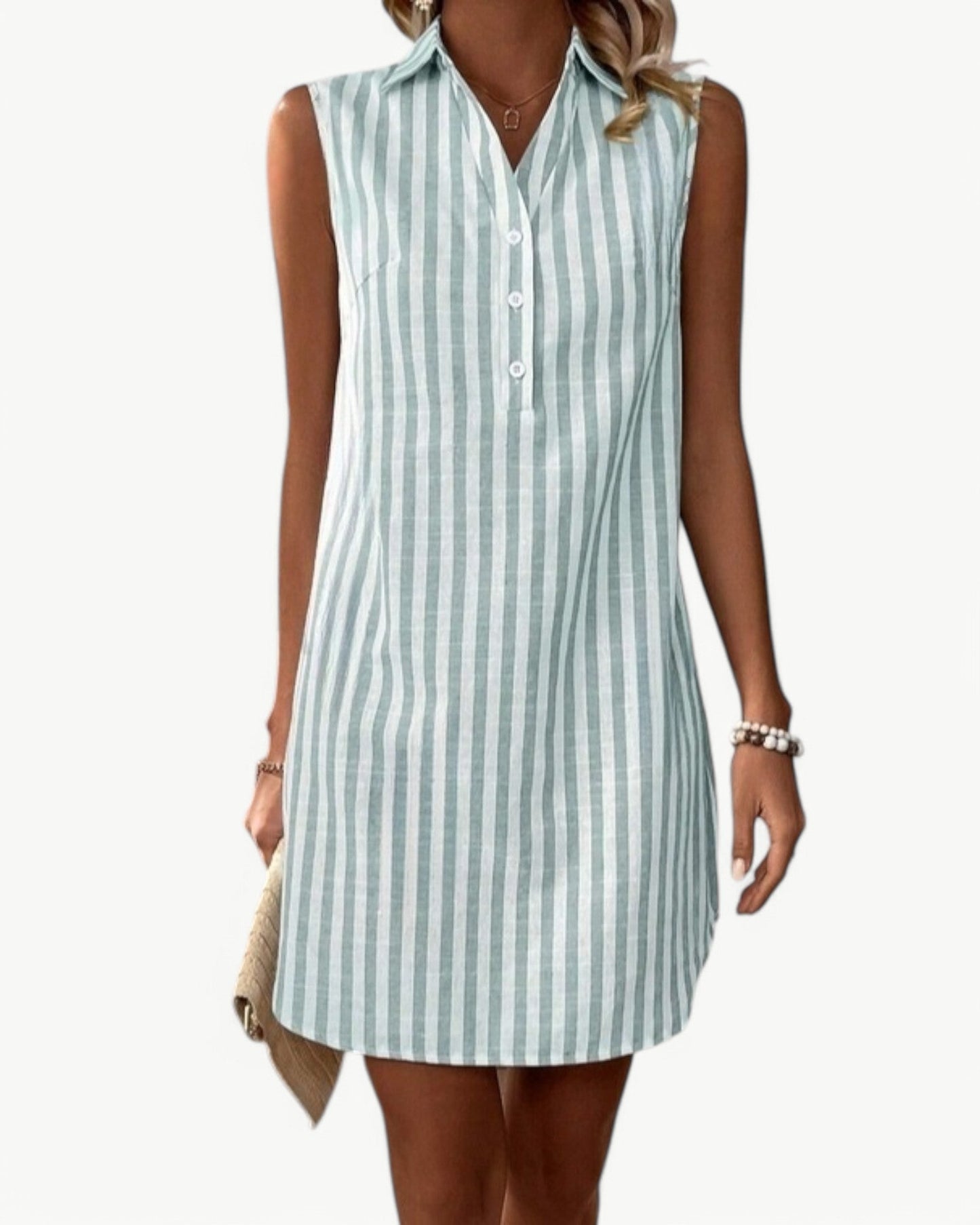 MARCELINE – Striped Shirt Dress Without Sleeves | Classic and Summery