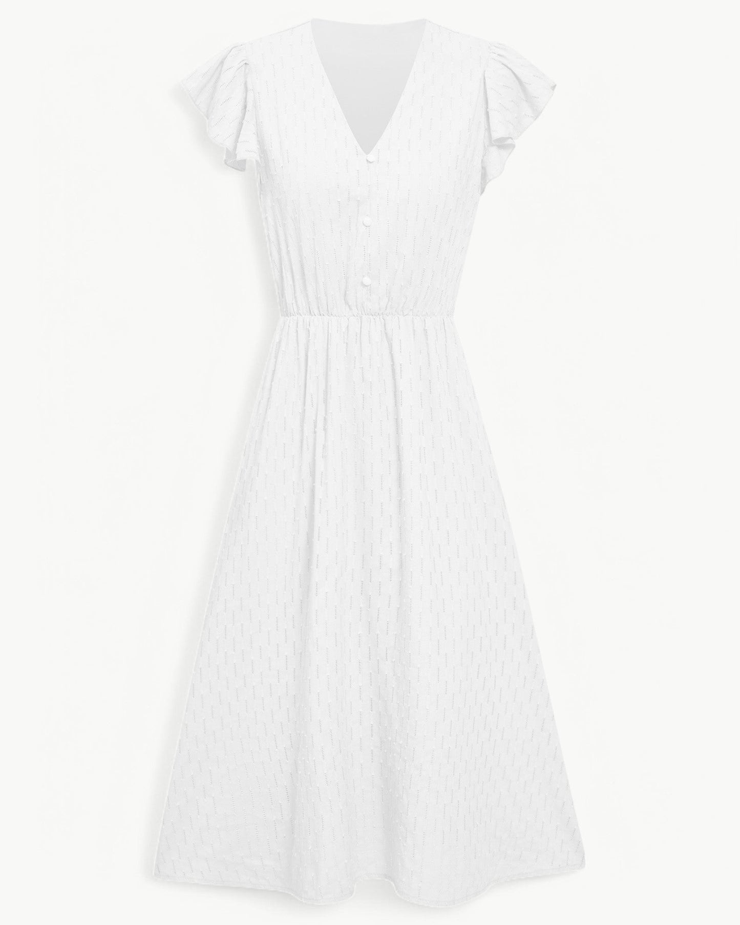 LARA – Midi Dress with V-Neck and Ruffle Sleeves – Light & Stylish Favorite