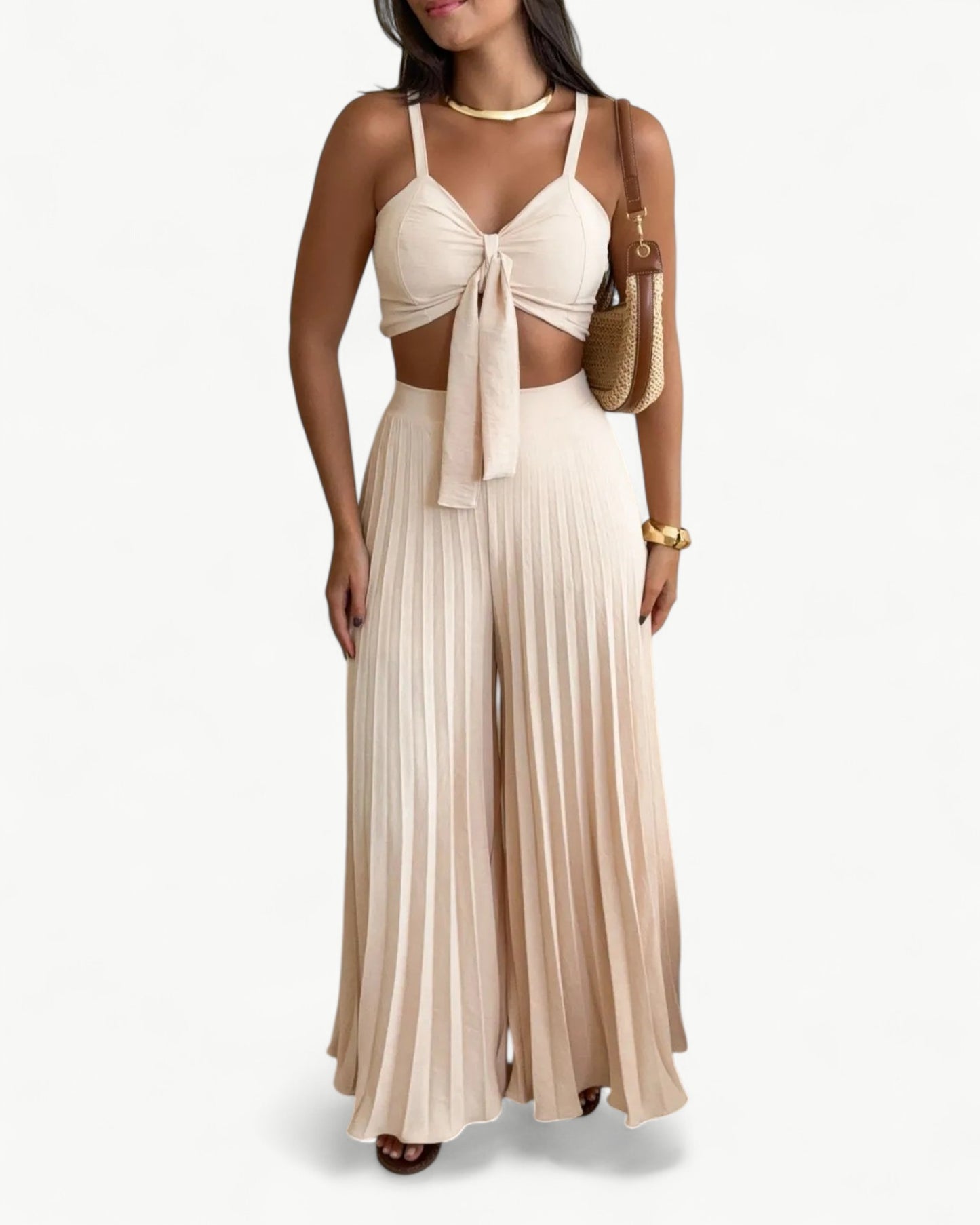 GISELLE – 2-Piece set | Tie-front top & loose wide leg pants