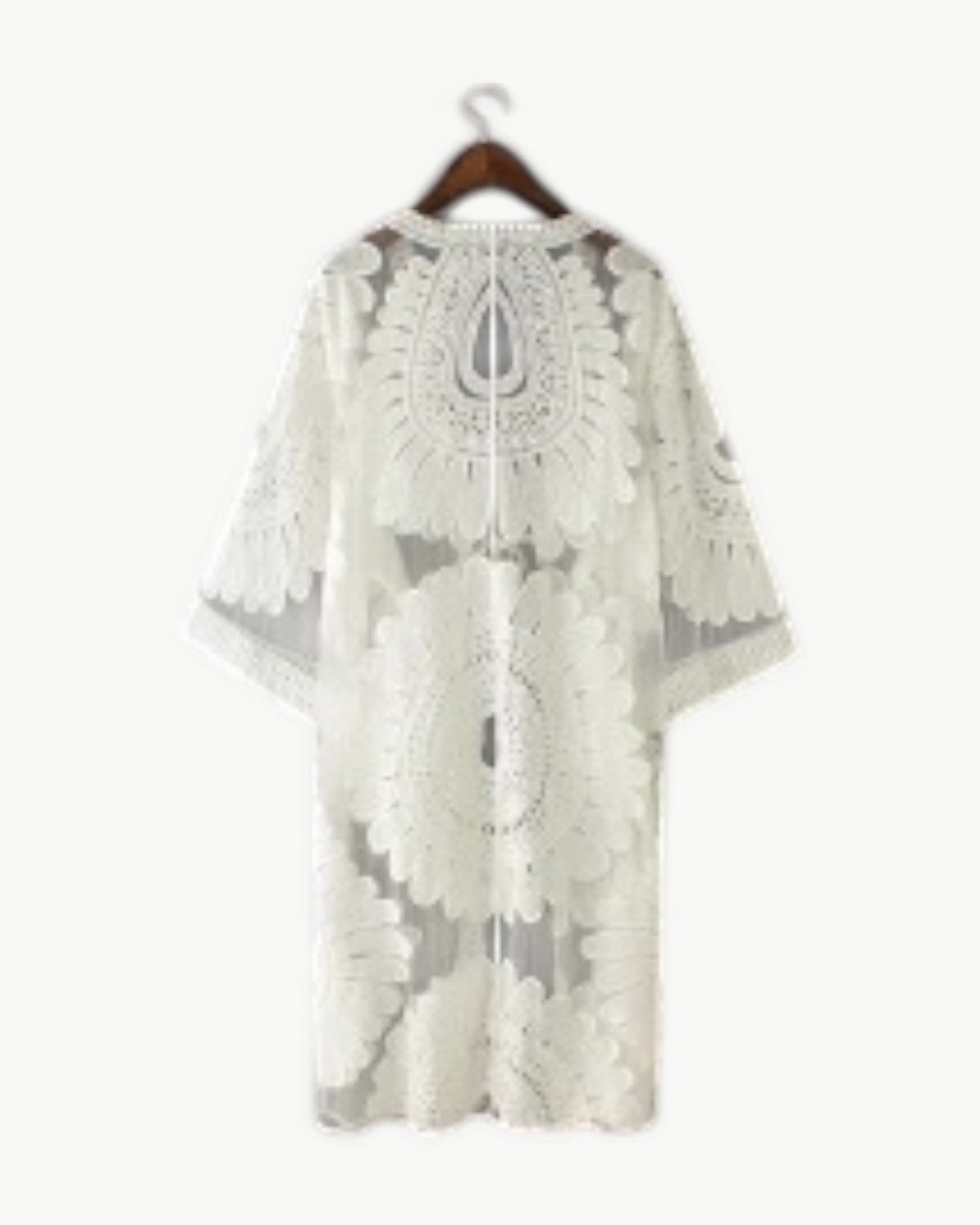 LÉA – Mesh kimono with floral embroidery | Elegant & airy layering