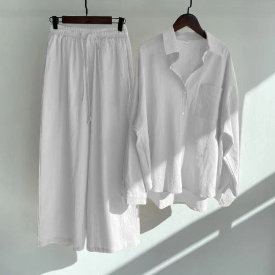 THEA – 2-piece set with linen feel | Shirt & wide pants