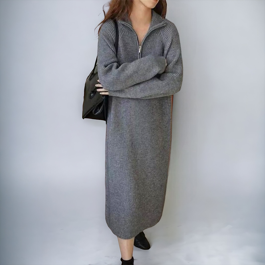 SELMA - HIGH COLLAR & KNITTED - DRESS