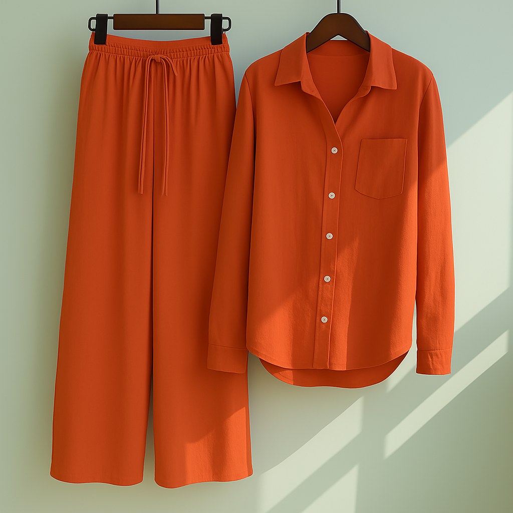 THEA – 2-piece set with linen feel | Shirt & wide pants
