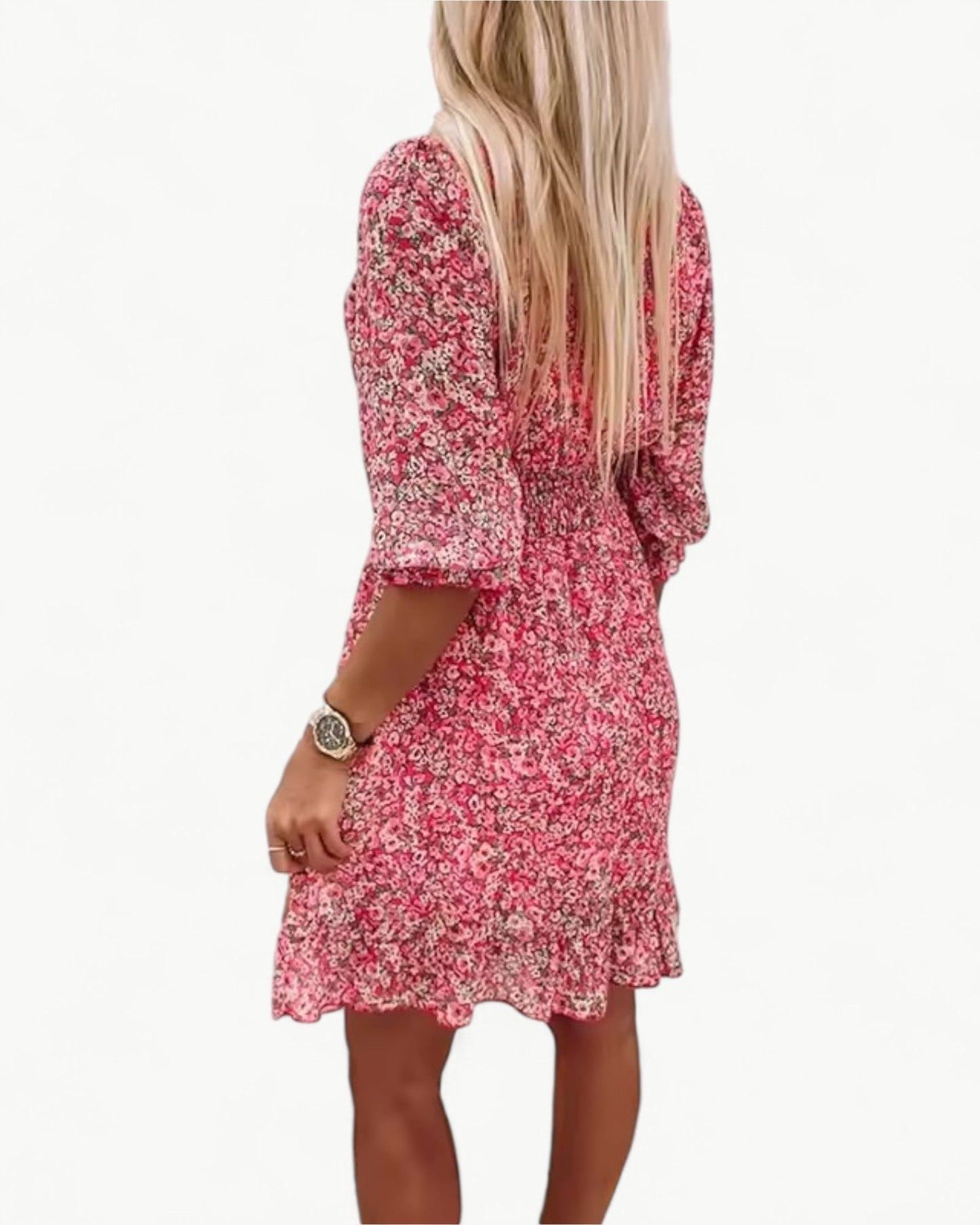 LÉONIE – Floral dress with smocking & ruffle detail