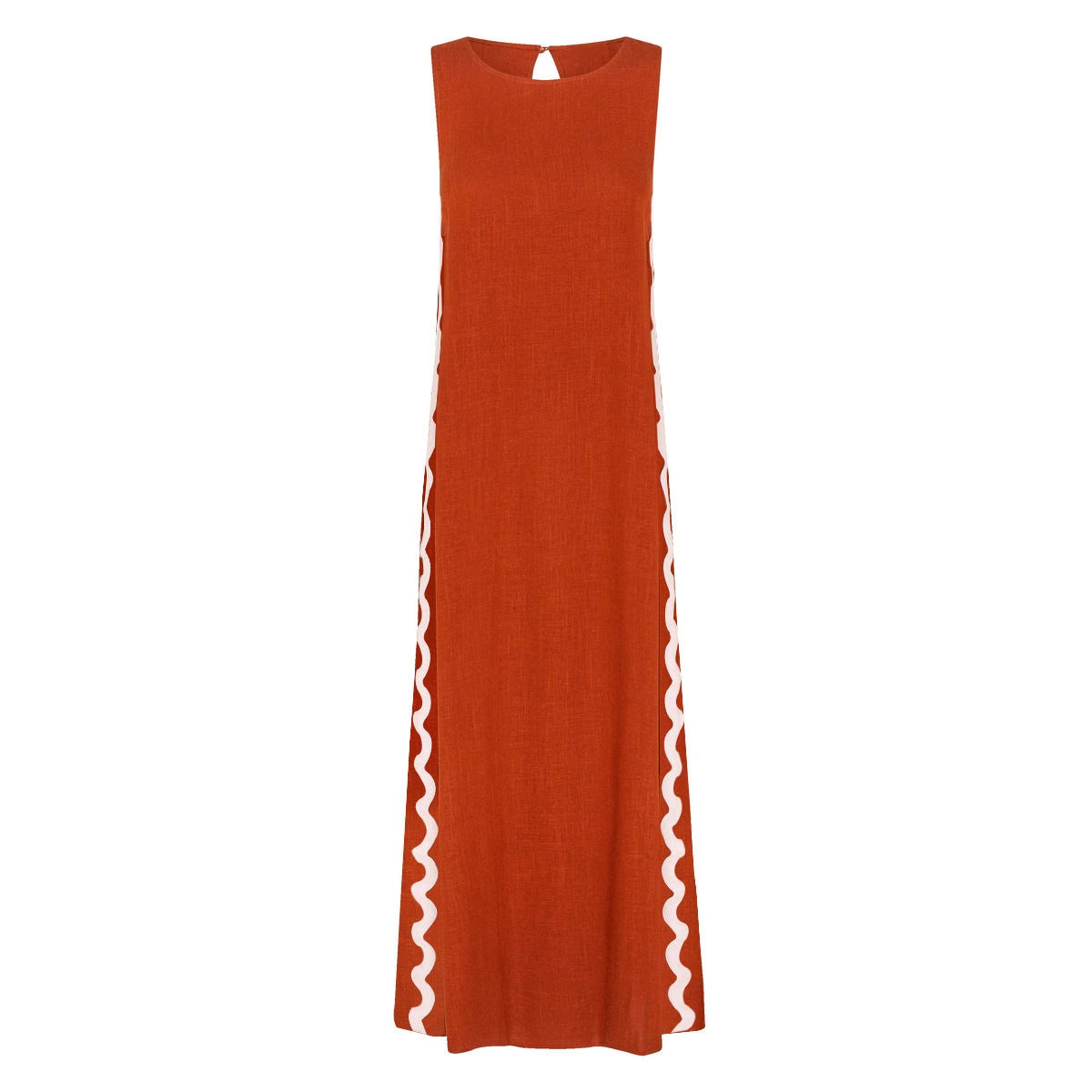 FRANCINE – Sleeveless Dress with Round Neck & Slit | Stylish & Minimalist