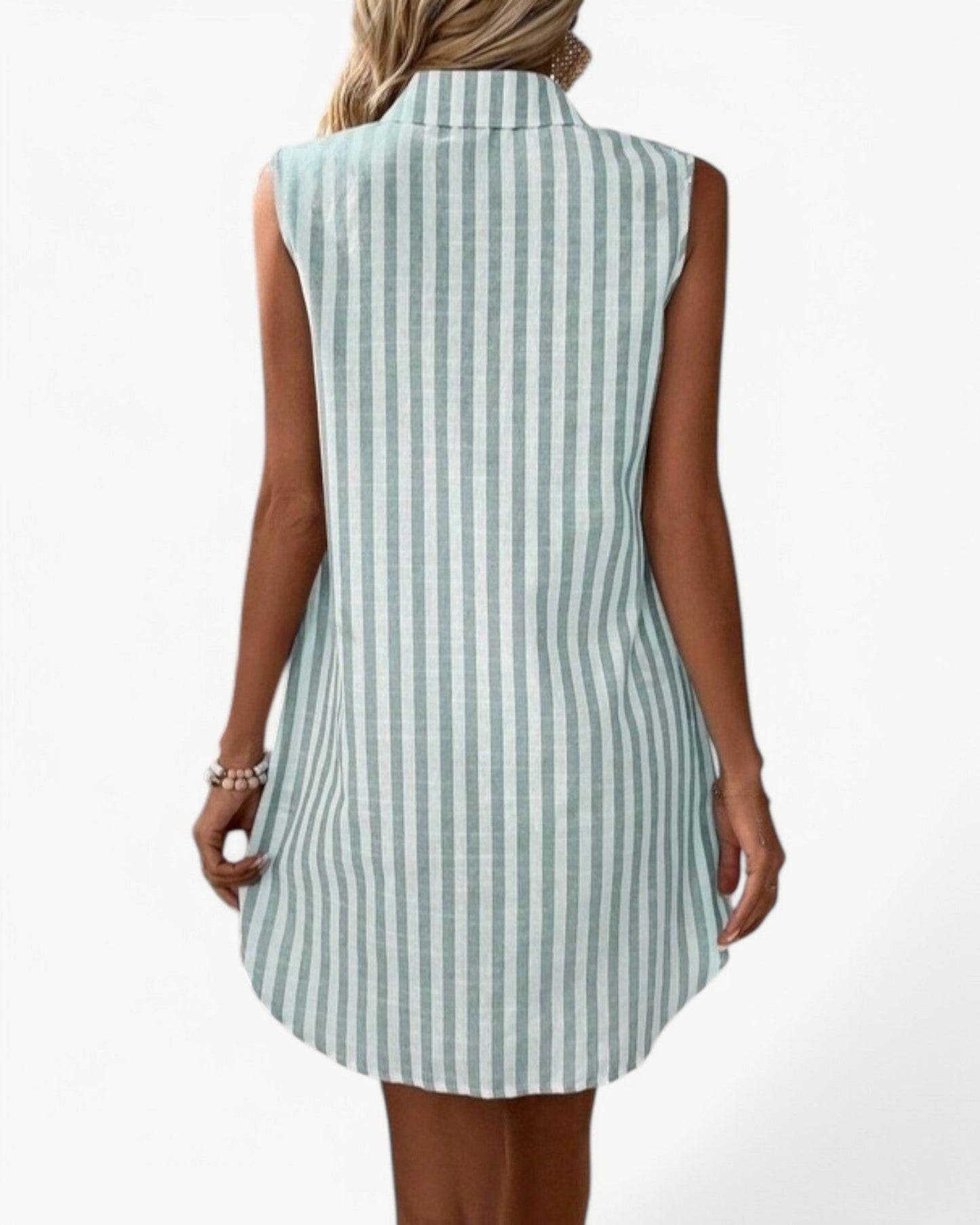 MARCELINE – Striped Shirt Dress Without Sleeves | Classic and Summery