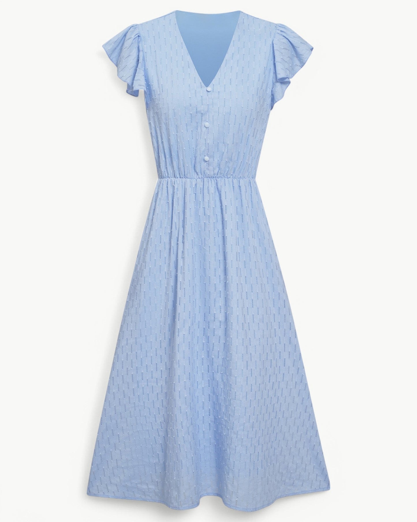 LARA – Midi Dress with V-Neck and Ruffle Sleeves – Light & Stylish Favorite