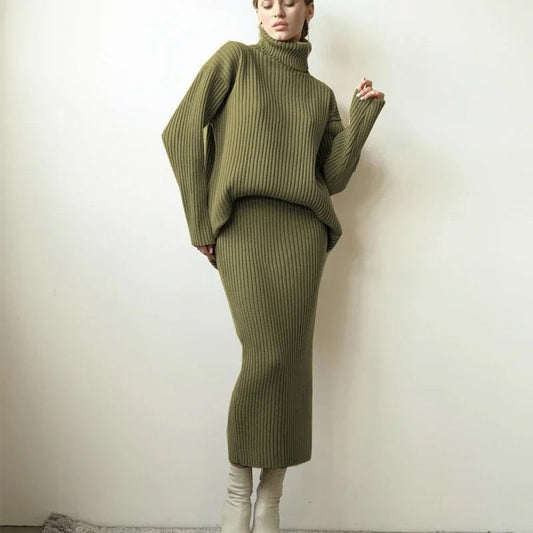 SAGA - KNITTED POLO & SKIRT - 2-PIECE SET
