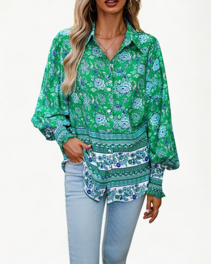 LOUNA – Floral Shirt with Puff Sleeves