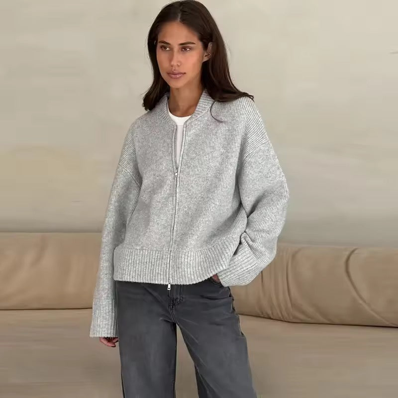 GABRIELLE – Casual zip knit sweater