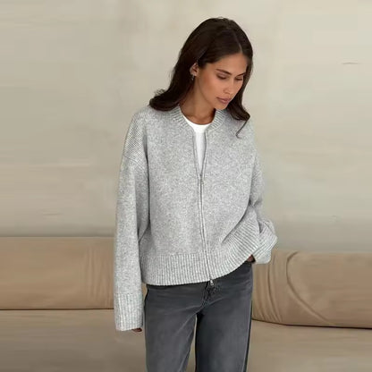 GABRIELLE – Casual zip knit sweater
