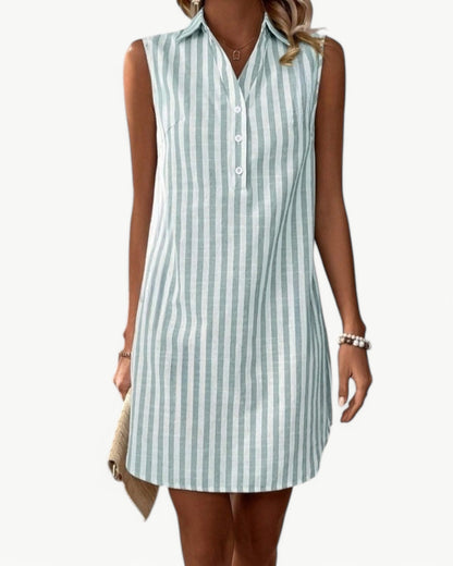 MARCELINE – Striped Shirt Dress Without Sleeves | Classic and Summery