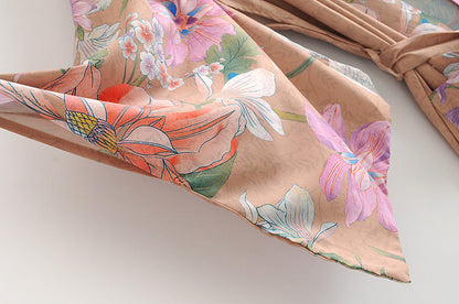 JOLIE – Long kimono with floral & peacock pattern | Elegant & airy