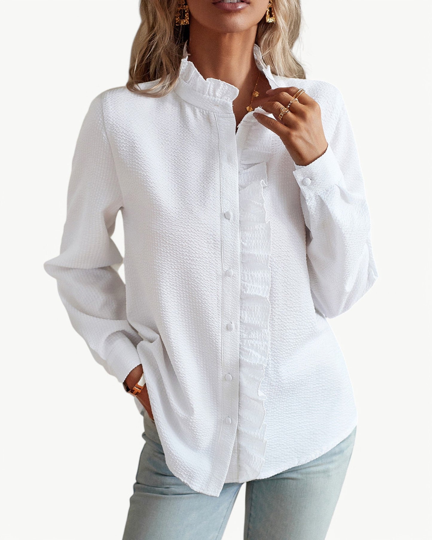 CLÉMENCE – Elegant blouse with ruffled collar | Feminine & timeless design