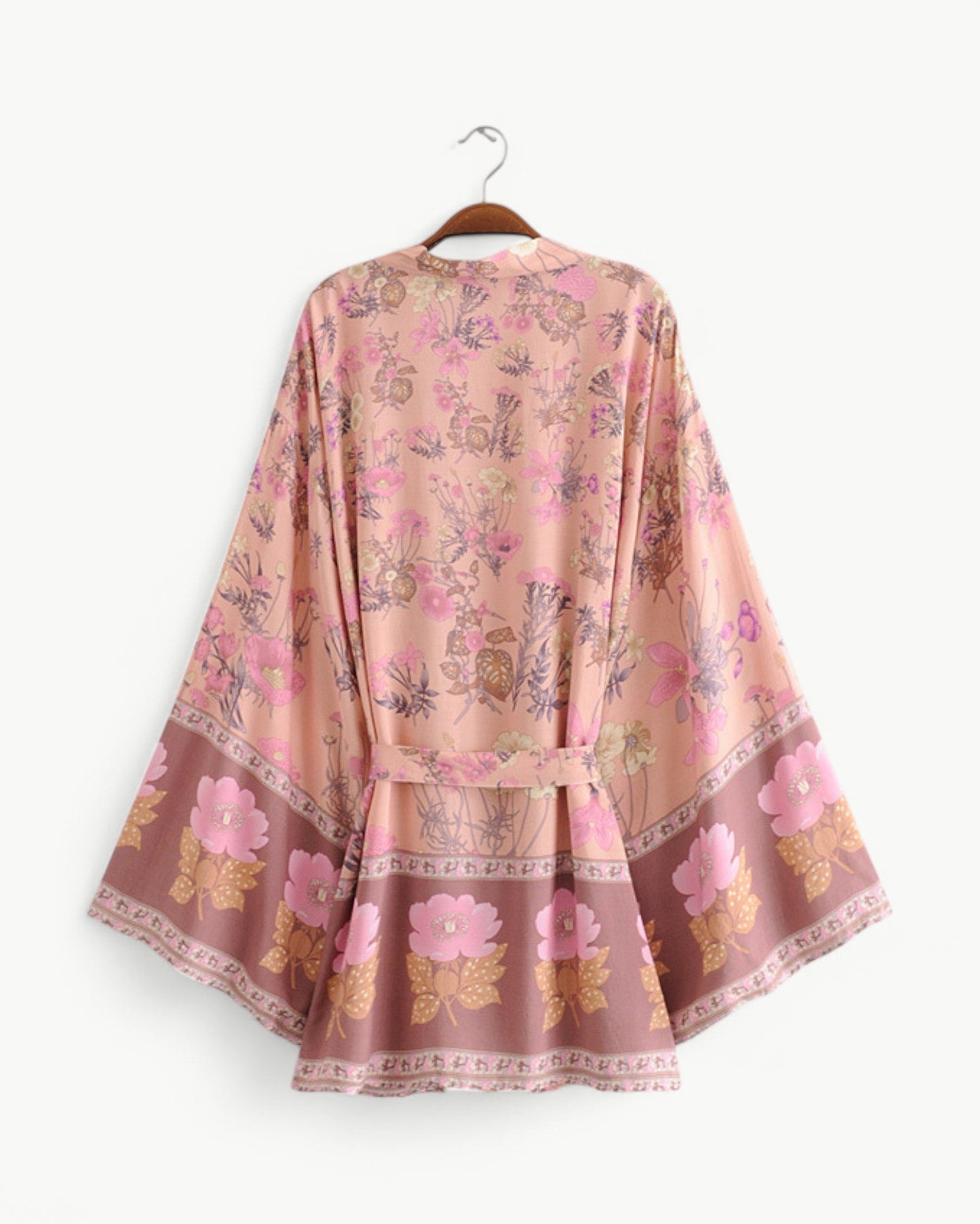 OCEANE – Short Floral Kimono with Waistband