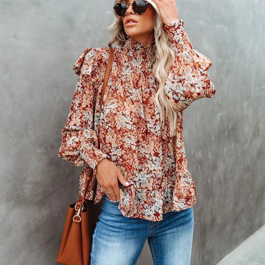 BIANCA – Floral Blouse | Elegant and Light Blouse with Stand Collar