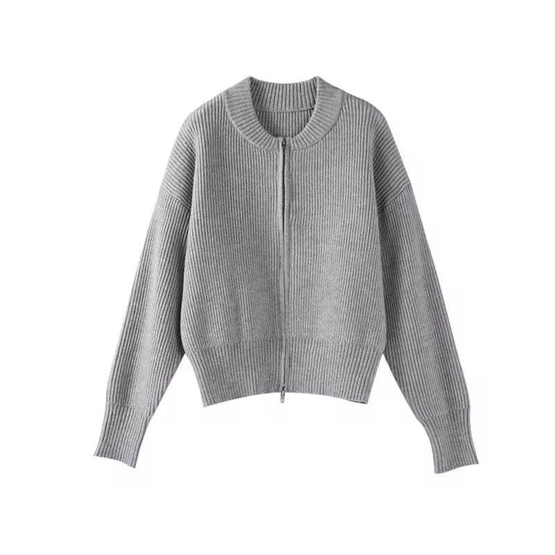 GABRIELLE – Casual zip knit sweater
