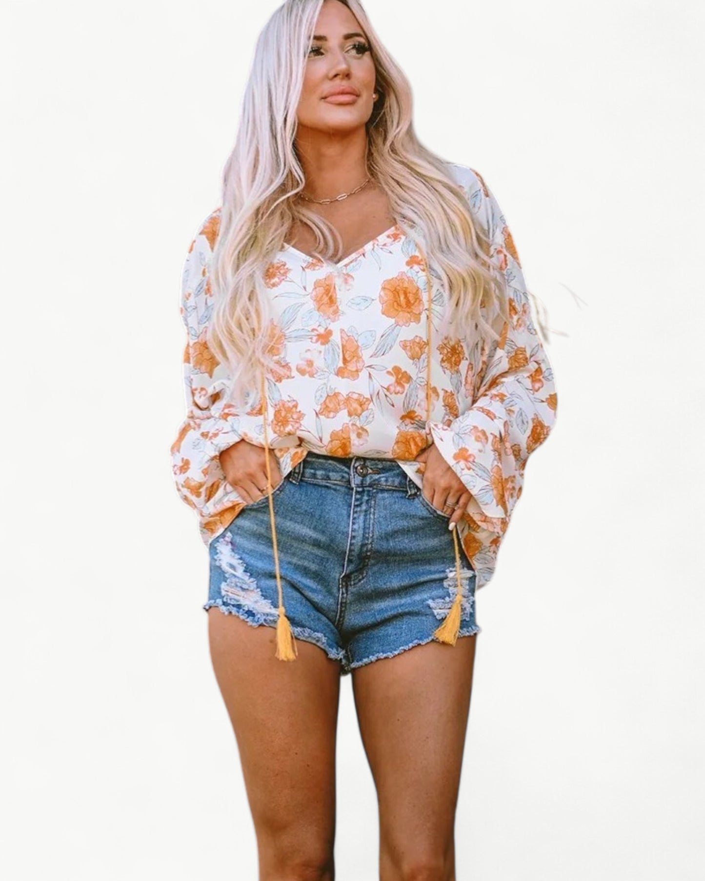 LUNA – Floral v-neck blouse