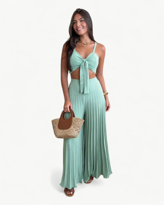 GISELLE – 2-Piece set | Tie-front top & loose wide leg pants
