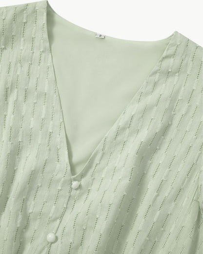 LARA – Midi Dress with V-Neck and Ruffle Sleeves – Light & Stylish Favorite