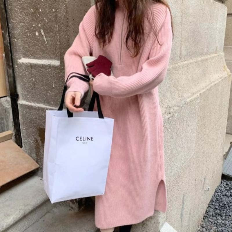 SELMA - HIGH COLLAR & KNITTED - DRESS