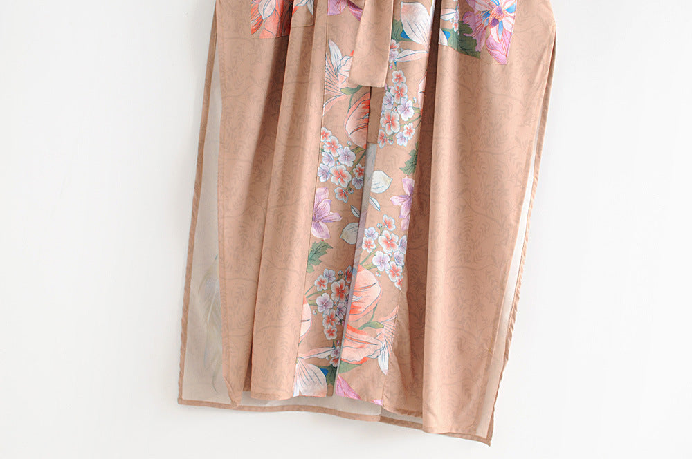 JOLIE – Long kimono with floral & peacock pattern | Elegant & airy