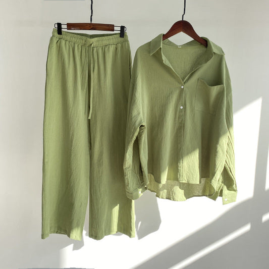 THEA – 2-piece set with linen feel | Shirt & wide pants