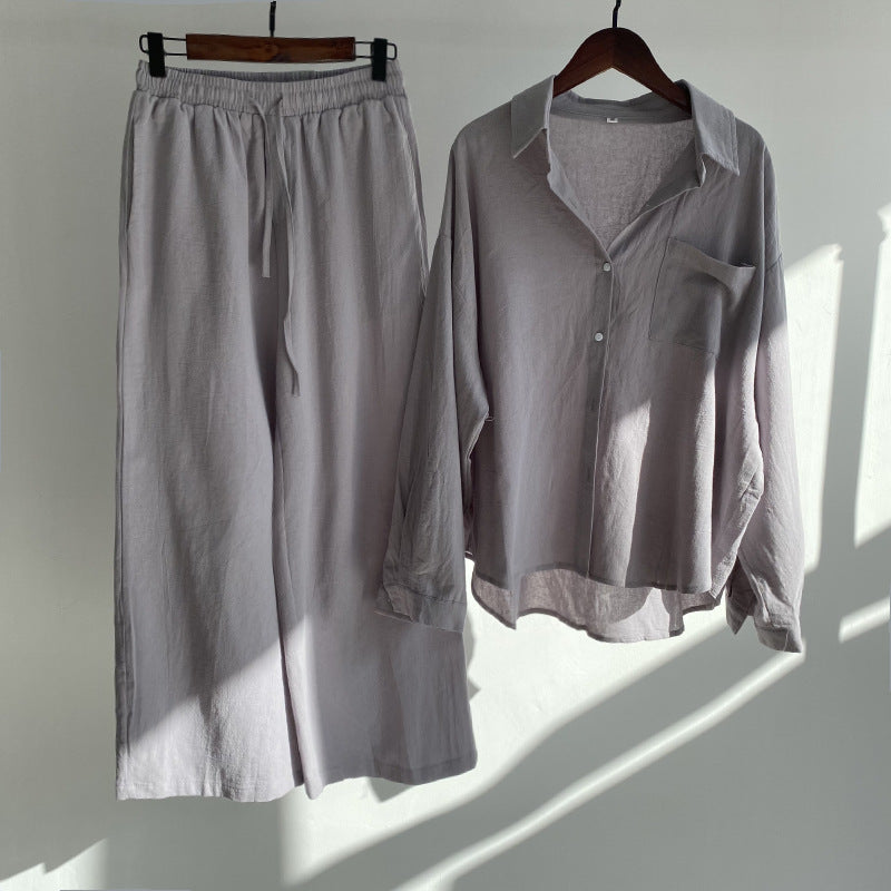 THEA – 2-piece set with linen feel | Shirt & wide pants