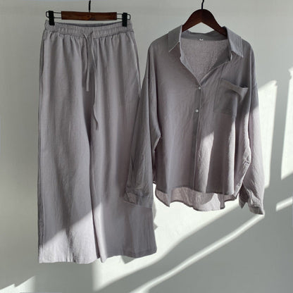 THEA – 2-piece set with linen feel | Shirt & wide pants
