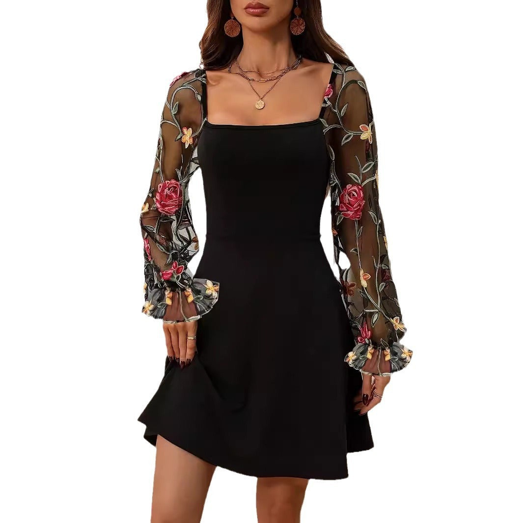 SHELLY – Romantic flower sleeve dress