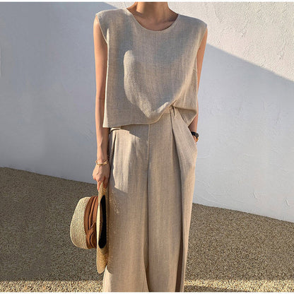 LILOU – 2-piece set in linen feel | Sleeveless top & wide pants