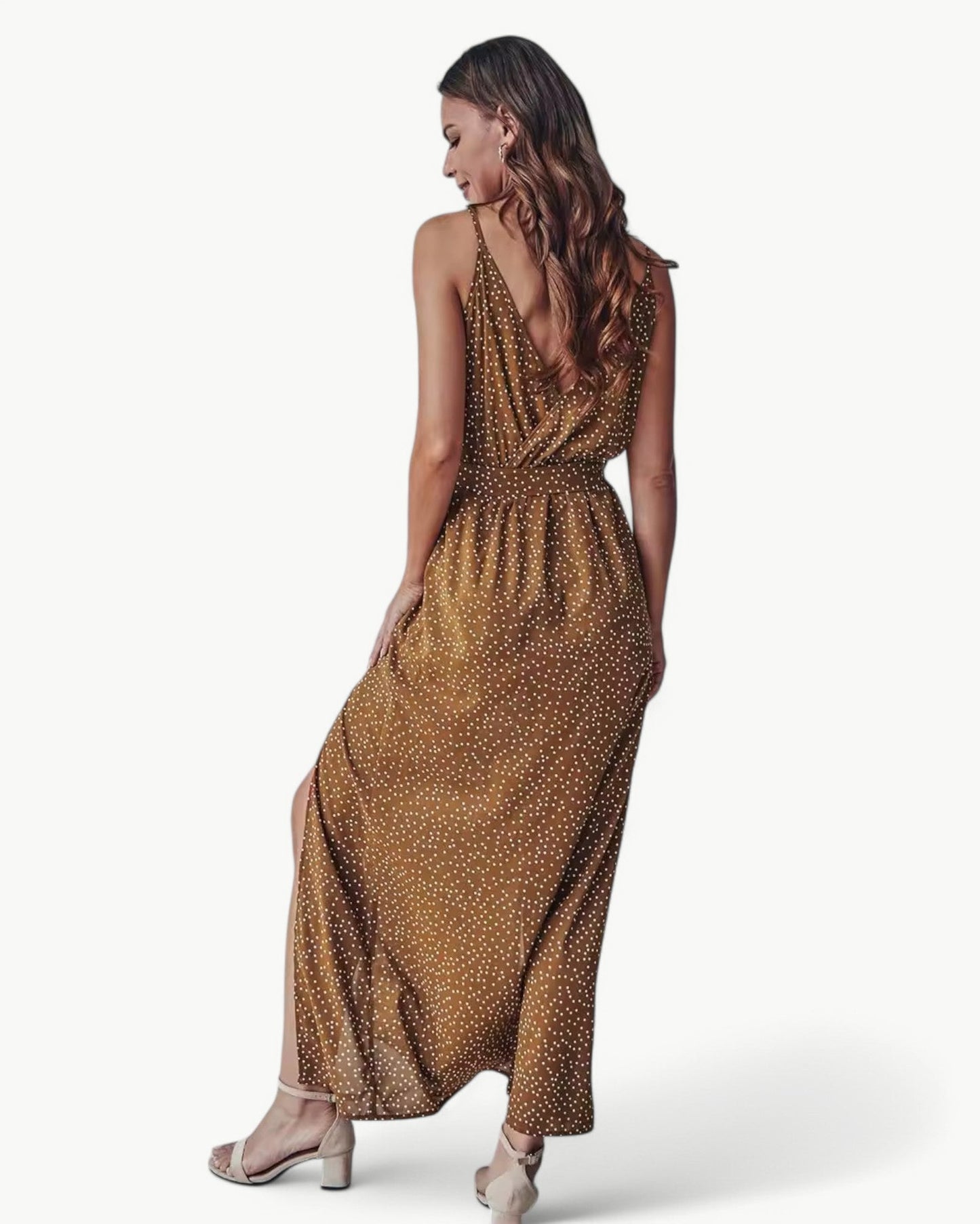 SOLÈNE – V-neck summer dress with double slits | Elegant & timeless