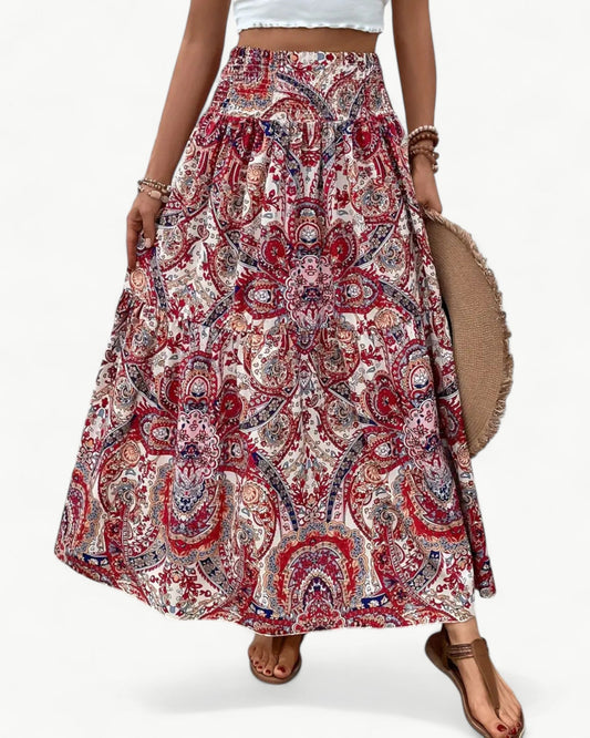 ARIANA – Printed skirt with smocking at the waist