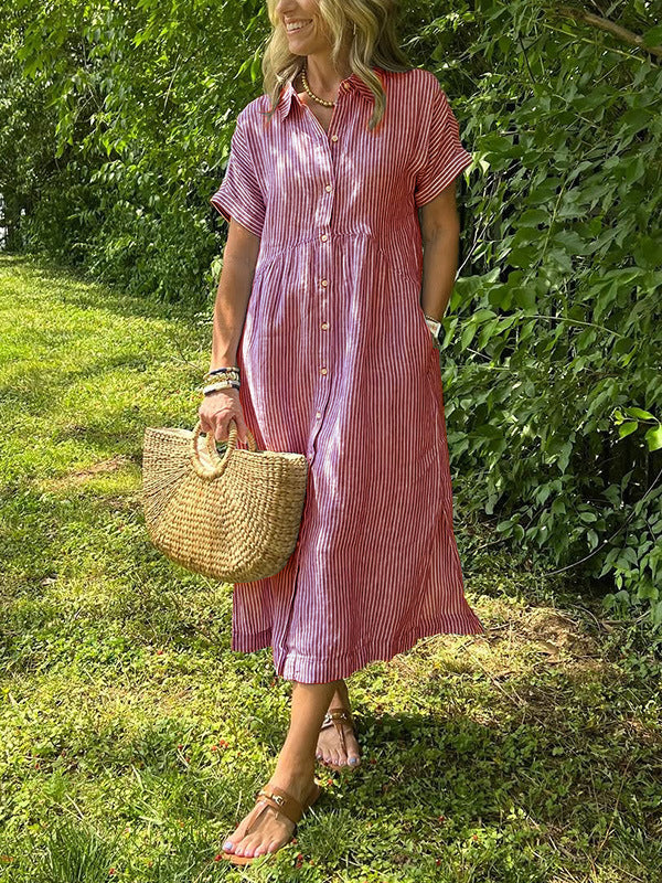 MÉLINA – Striped Shirt Dress
