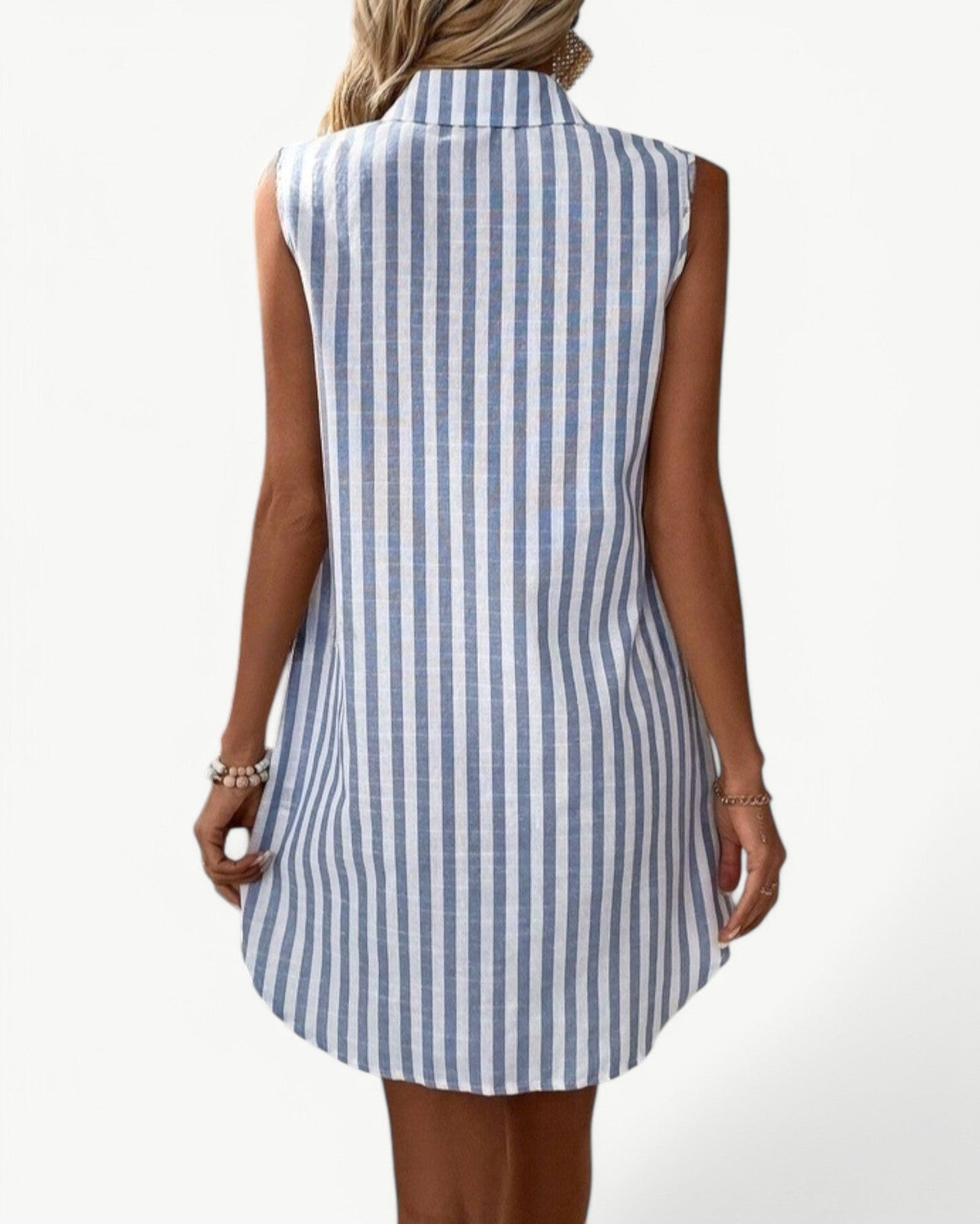 MARCELINE – Striped Shirt Dress Without Sleeves | Classic and Summery