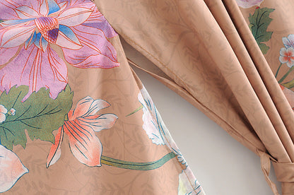 JOLIE – Long kimono with floral & peacock pattern | Elegant & airy