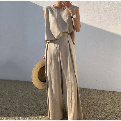 LILOU – 2-piece set in linen feel | Sleeveless top & wide pants