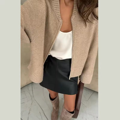 GABRIELLE – Casual zip knit sweater