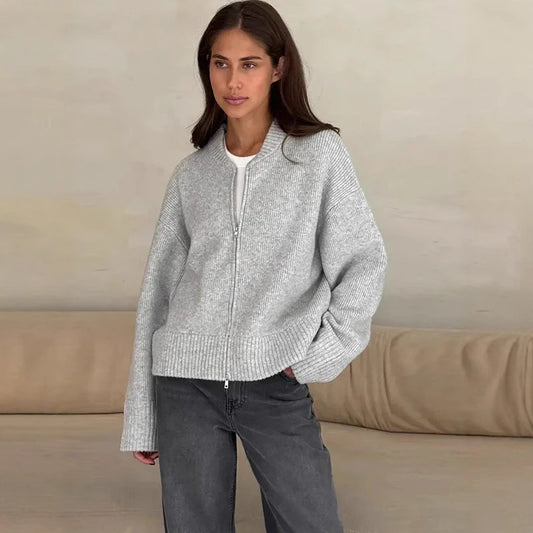 GABRIELLE – Casual zip knit sweater