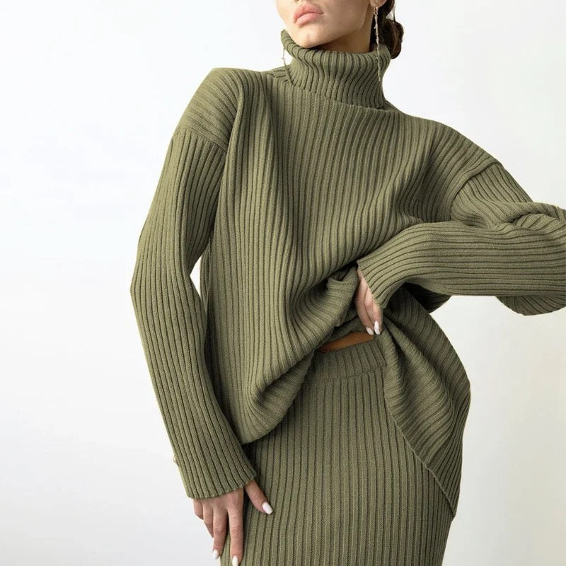 SAGA - KNITTED POLO & SKIRT - 2-PIECE SET