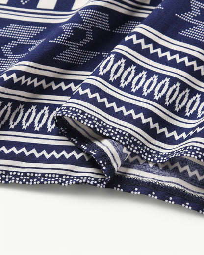 MATHILDE – Maxi dress with V-neck, open back, and pattern | Airy & summery