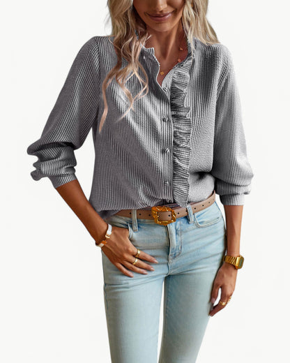CLÉMENCE – Elegant blouse with ruffled collar | Feminine & timeless design