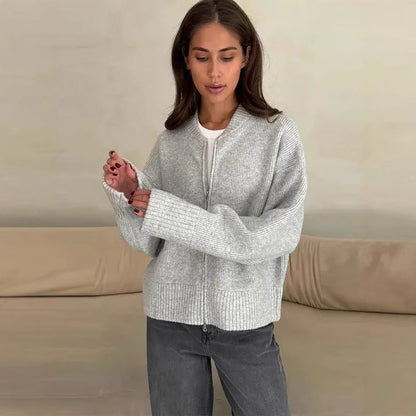 GABRIELLE – Casual zip knit sweater