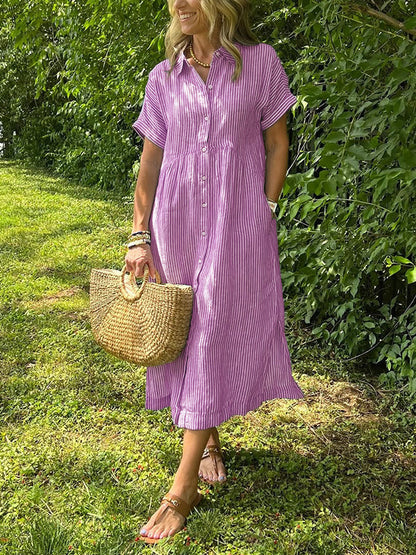 MÉLINA – Striped Shirt Dress