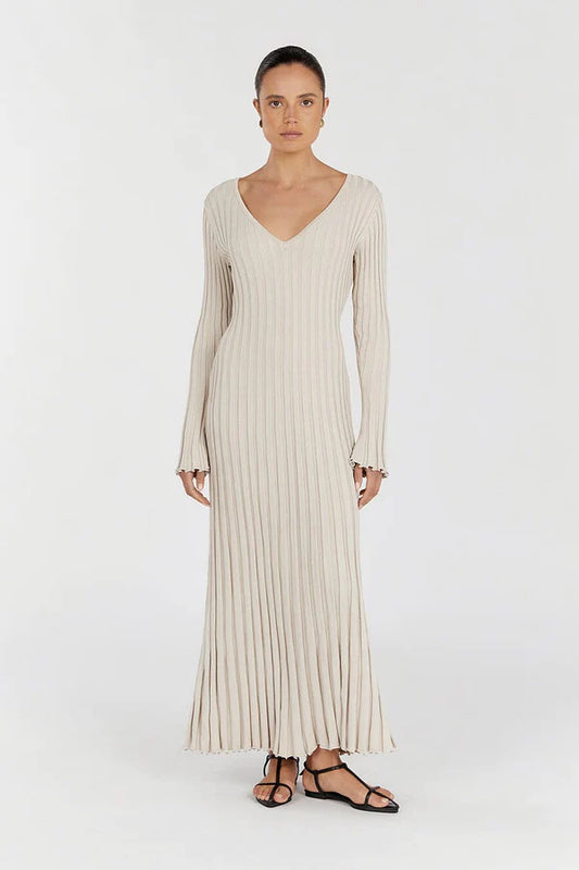 ÉNORA – V-Neck ribbed knit dress