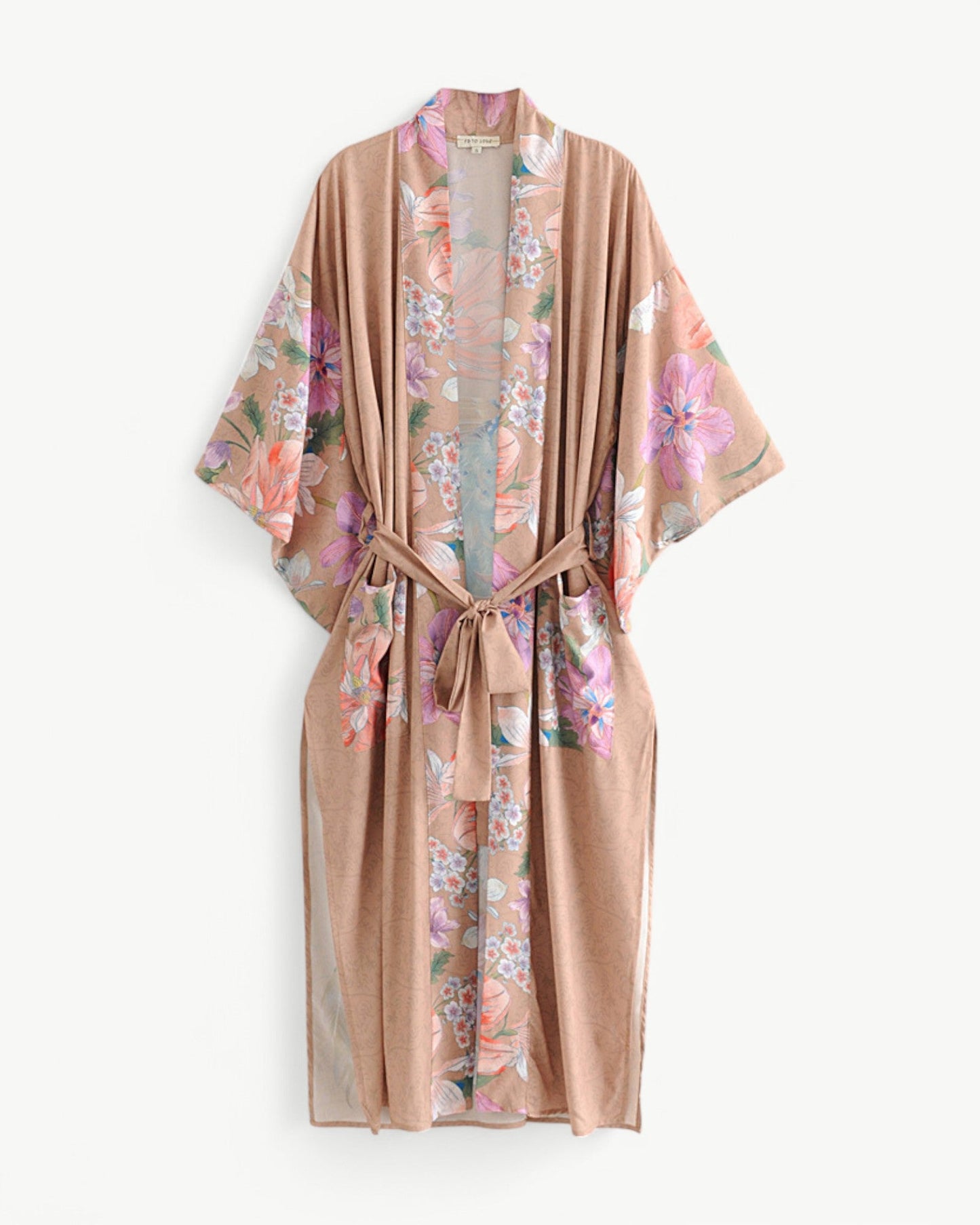 JOLIE – Long kimono with floral & peacock pattern | Elegant & airy