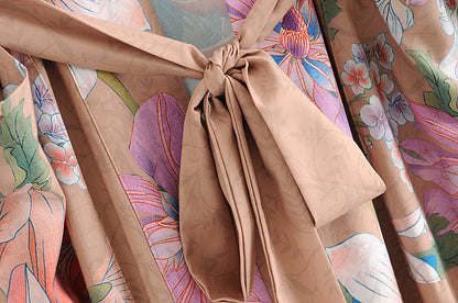 JOLIE – Long kimono with floral & peacock pattern | Elegant & airy