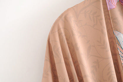 JOLIE – Long kimono with floral & peacock pattern | Elegant & airy
