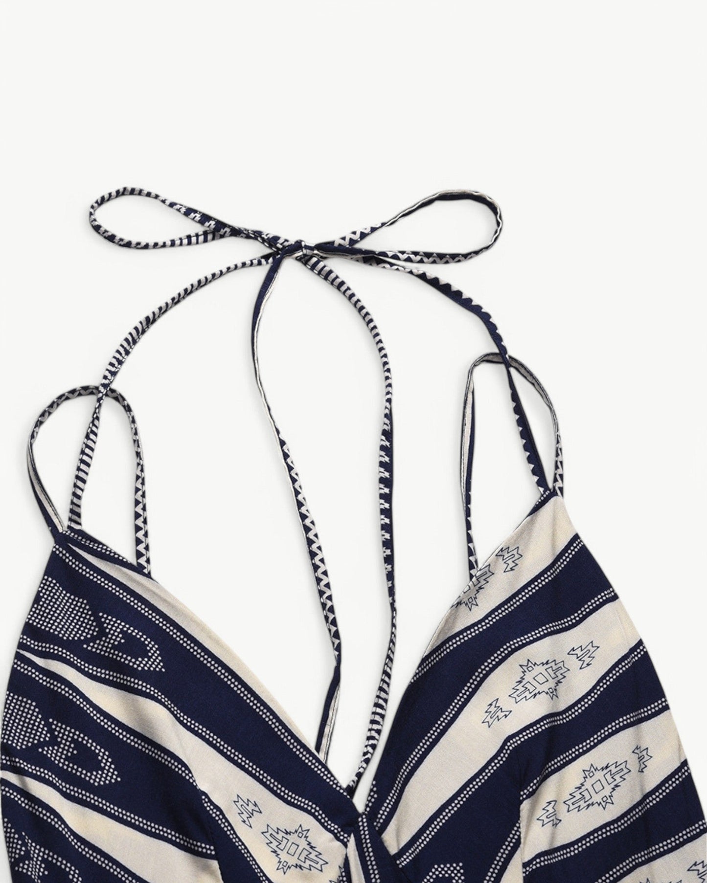 MATHILDE – Maxi dress with V-neck, open back, and pattern | Airy & summery