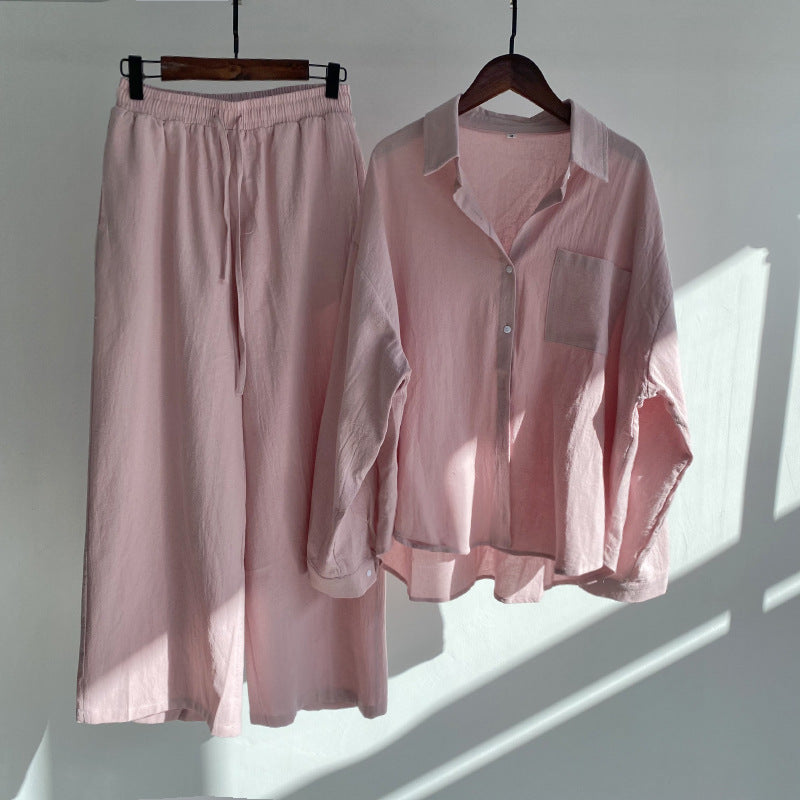 THEA – 2-piece set with linen feel | Shirt & wide pants